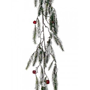 Tori Home Snowy Pine with Jingle Bells Artificial Christmas Garland TIH2300